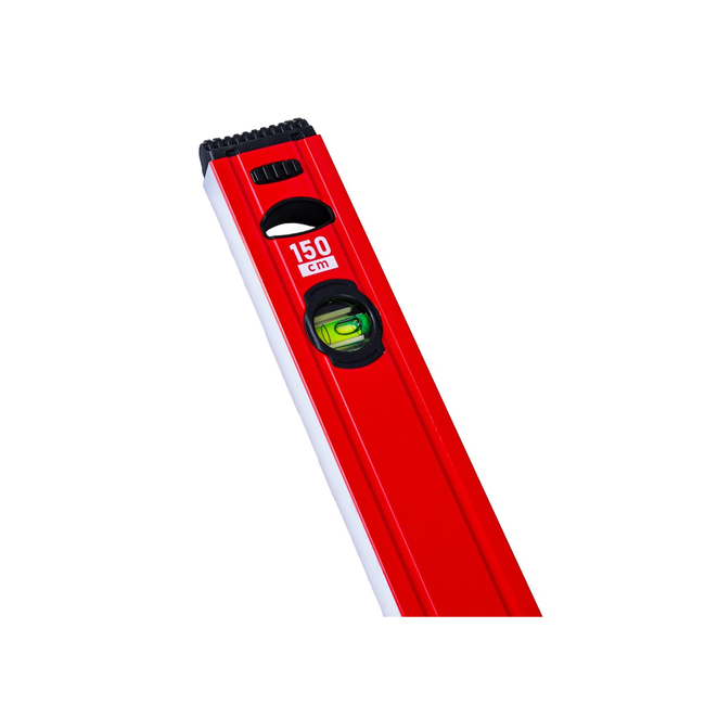 GEKO Aluminium waterpas 150 cm met magneet, 2 libellen en schokdoppen, rood
