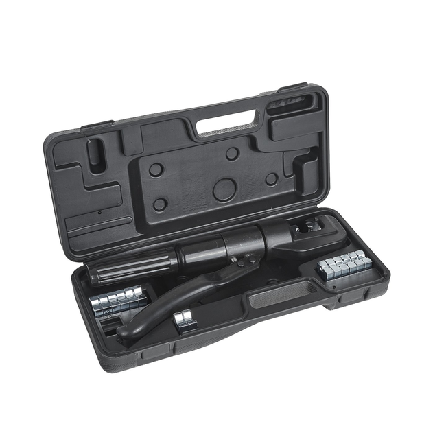 GEKO Hydraulische kabelperstang 4-70 mm² tot 6 ton, 14 persmatrijzen en koffer