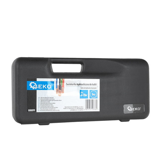 GEKO Hydraulische kabelperstang 4-70 mm² tot 6 ton, 14 persmatrijzen en koffer