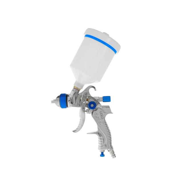 GEKO HVLP verfspuitpistool met metalen body, 600 ml en 4 spuitmonden 1,4-2,5 mm, instelbaar spuitbeeld