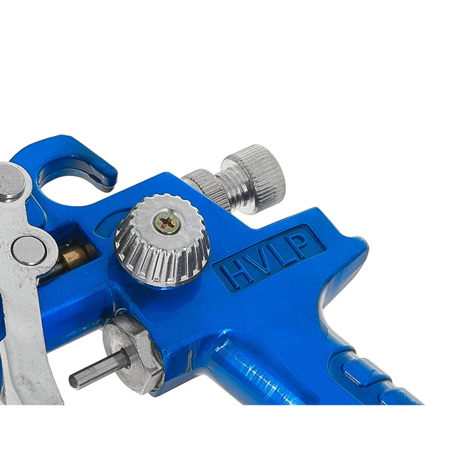 GEKO Mini HVLP verfspuit met bovenbeker 125 ml, 0,8 mm en drukregelaar met manometer 1/4 duim