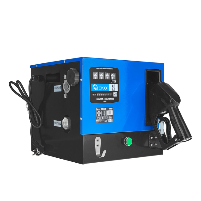 GEKO Dieselpomp set box 60 l/min, 550 W met debietmeter, filter en automatisch vulpistool voor tank en vat