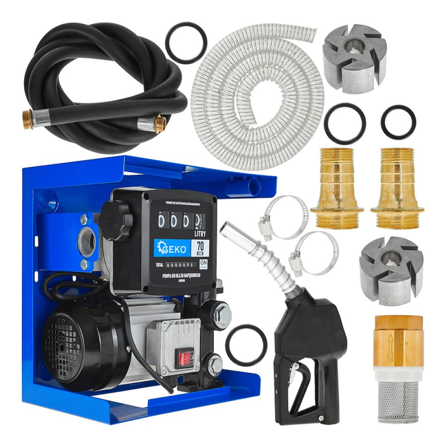 GEKO Dieselpomp set 70 l/min 900 W met teller, automatisch vulpistool en slangen 2 m en 4 m