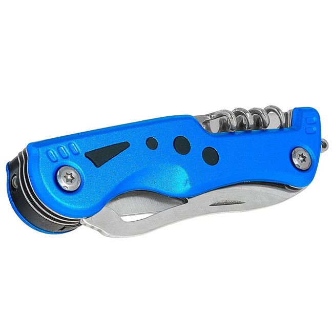 GEKO Multigereedschap met mes, zaag, schroevendraaiers en zaklamp, inclusief etui voor klus en camping