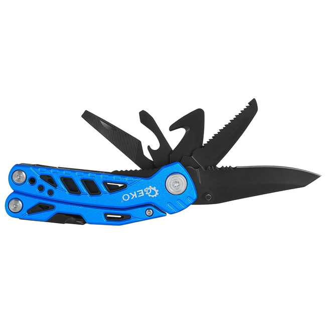 GEKO Multigereedschap met tang, mes, zaag en gordelsnijhaak, met etui voor camping en auto