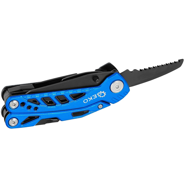 GEKO Multigereedschap met tang, mes, zaag en gordelsnijhaak, met etui voor camping en auto