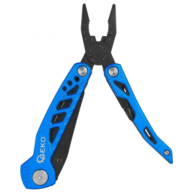 GEKO Multigereedschap met tang, mes, zaag en gordelsnijhaak, met etui voor camping en auto