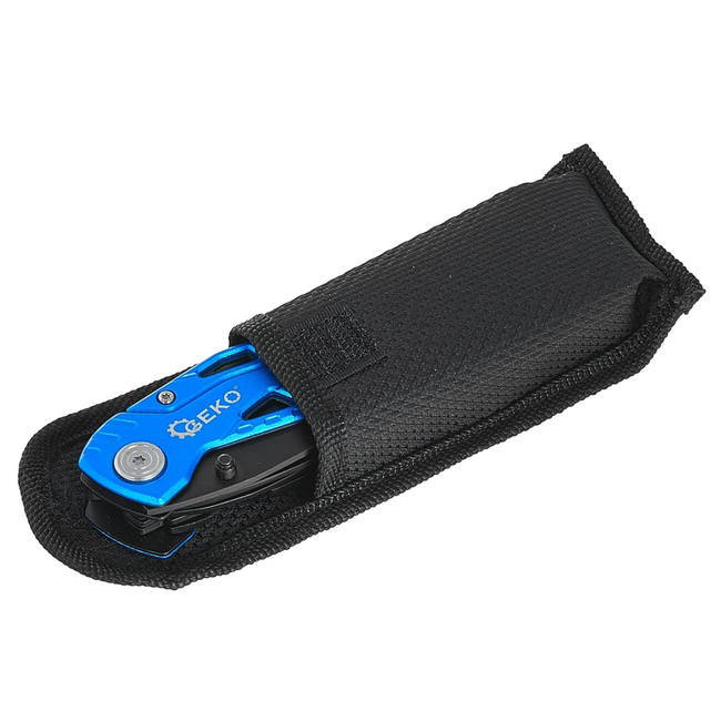 GEKO Multigereedschap met tang, mes, zaag en gordelsnijhaak, met etui voor camping en auto