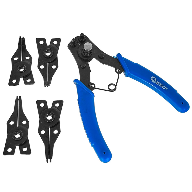 GEKO Borgringtang 160 mm met 4 punten 2 recht, 45° en 90°, voor montage en demontage seegerringen