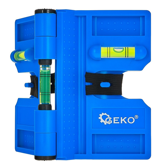 GEKO Scharnierende magnetische palenwaterpas met elastische band en 3 libellen