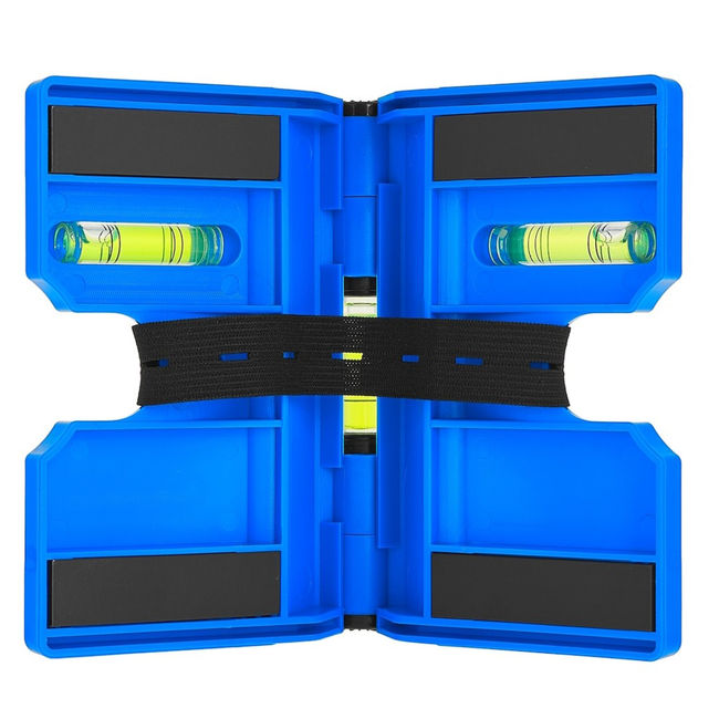 GEKO Scharnierende magnetische palenwaterpas met elastische band en 3 libellen