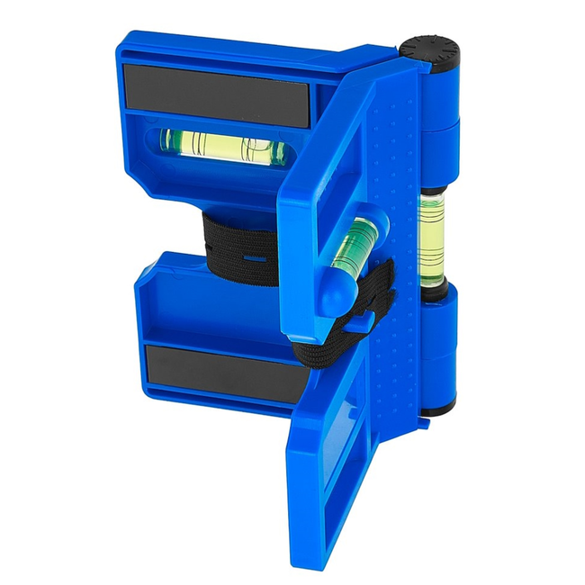 GEKO Scharnierende magnetische palenwaterpas met elastische band en 3 libellen