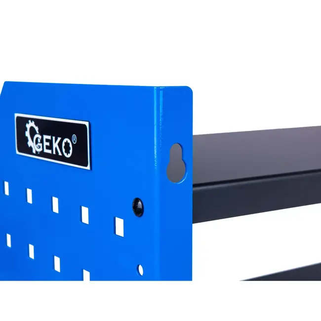 GEKO Metalen wandrek met 4 gereedschapssleuven en 2 legplanken, verstelbaar 7 niveaus