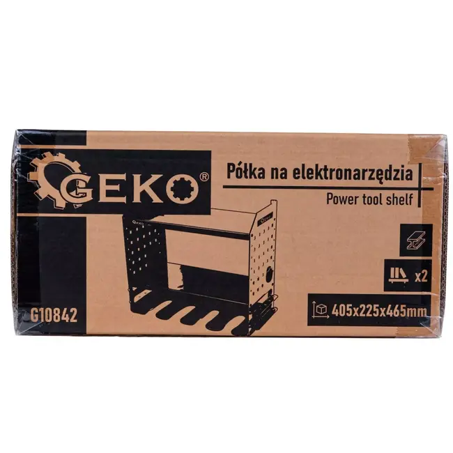 GEKO Metalen wandrek met 4 gereedschapssleuven en 2 legplanken, verstelbaar 7 niveaus