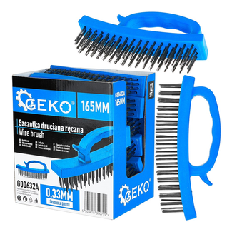 GEKO Handdraadborstel 165 mm, 4 rijen staal 0,33 mm, kunststof handgreep, in displaydoos