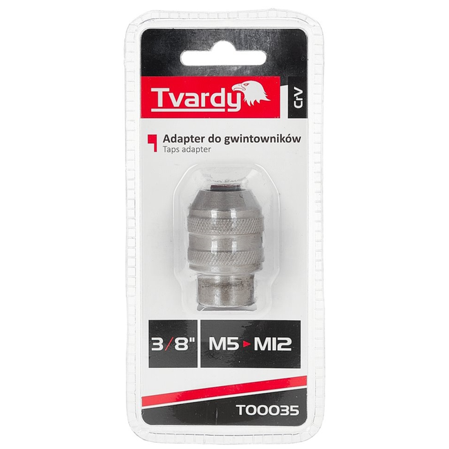 Tvardy Tapadapter 3/8" voor M5-M12 draadtappen, gekarteld, voor ratel en machine