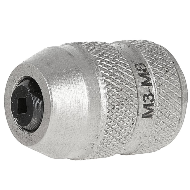 Tvardy Tapadapter 1/4'' voor M3-M8 draadtappen van CrV staal, gekartelde grip, voor ratel en machine