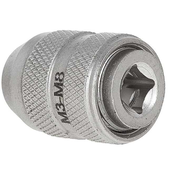 Tvardy Tapadapter 1/4'' voor M3-M8 draadtappen van CrV staal, gekartelde grip, voor ratel en machine