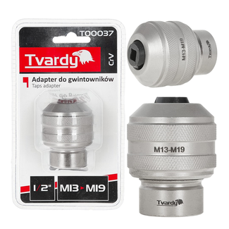 Tvardy Tapadapter 1/2" voor M13-M19 draadtappen van CrV staal, gekartelde grip, voor ratel en machine