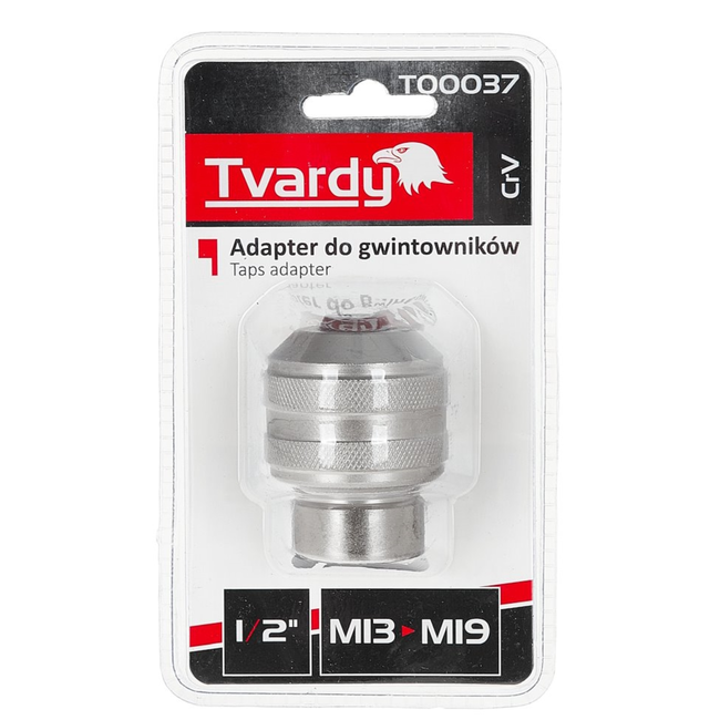 Tvardy Tapadapter 1/2" voor M13-M19 draadtappen van CrV staal, gekartelde grip, voor ratel en machine