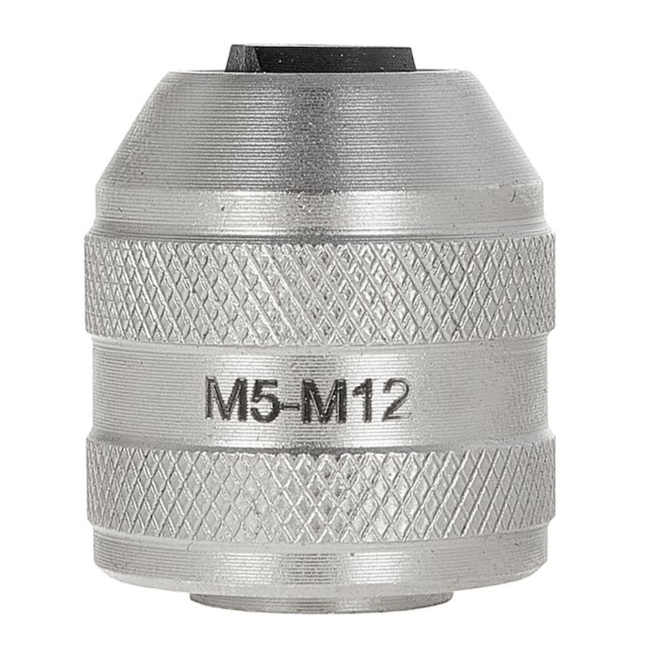 Tvardy Tapadapter 1/4" voor M5-M12 tappen van CrV staal, stevige klemming zonder speling