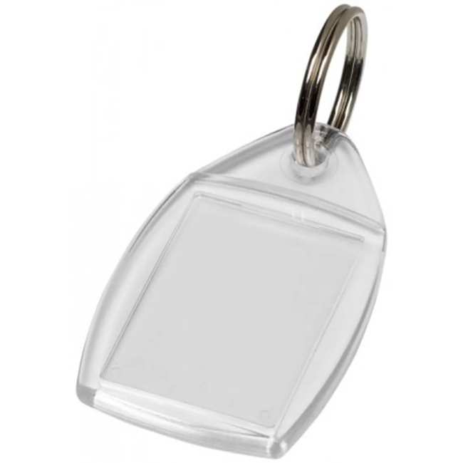 Falkx Transparante blanco sleutelhanger voor foto, label of nummering aan sleutelbos