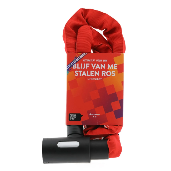 Falkx Kettingslot 8 mm x 110 cm zwart rood voor fiets