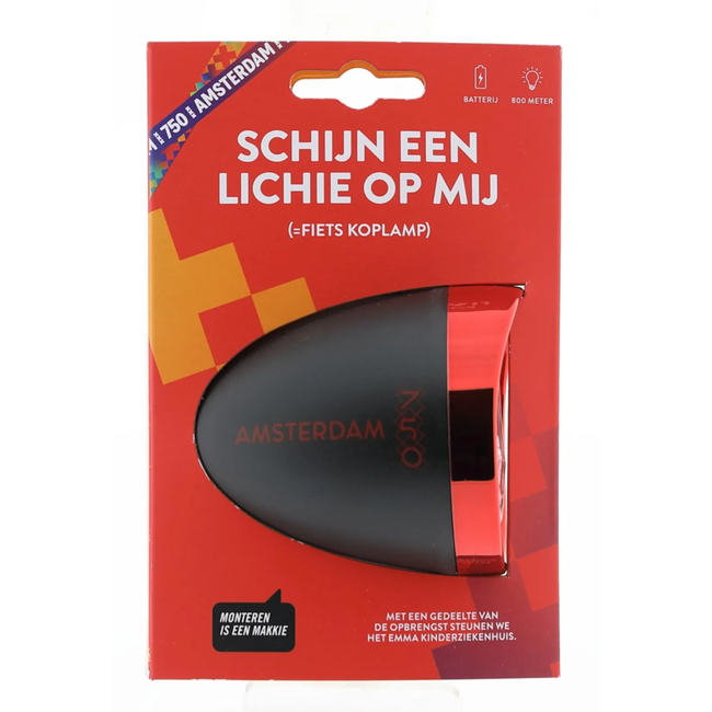 Ikzilight Led-koplamp zwart rood voor fiets, Schijn een Lichie op Mij van IkziLight voor voorverlichting