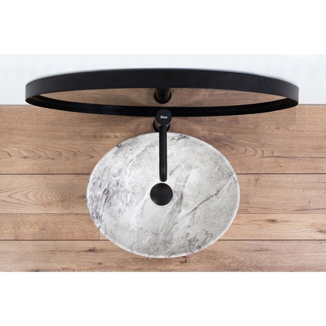 REA Sofia Stone opzetwastafel 41 x 34,5 cm, grijs marmerlook, keramiek