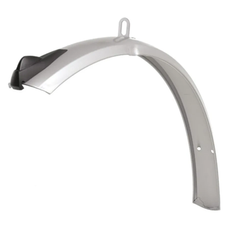 Kalloy Voorspatbord 28 x 1 5/8 x 1 3/8 zilver met gebogen vorm en montagepunt voor het voorwiel