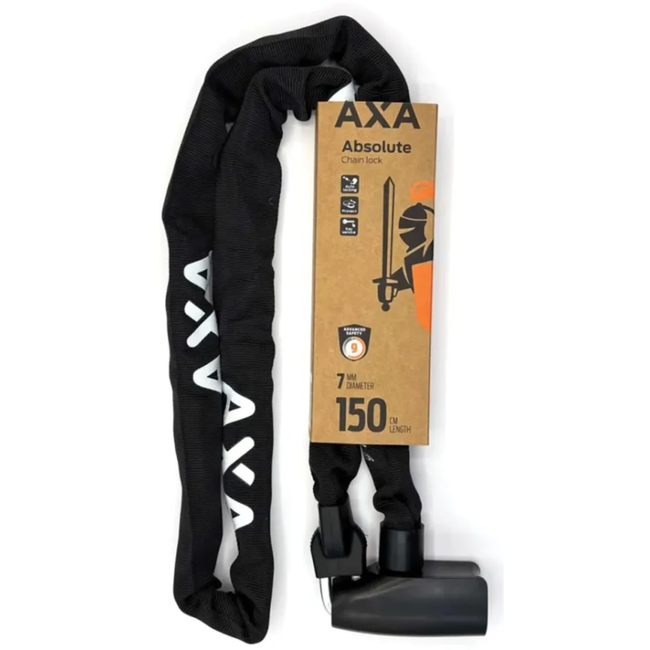 AXA Kettingslot 150 cm zwart - Absolute 7-150 met 7 mm schakels en beveiligingsniveau 9 voor fiets