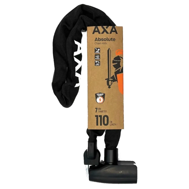 AXA Kettingslot 150 cm zwart - 7 mm schakels met beveiligingsniveau 9 voor fietsbeveiliging