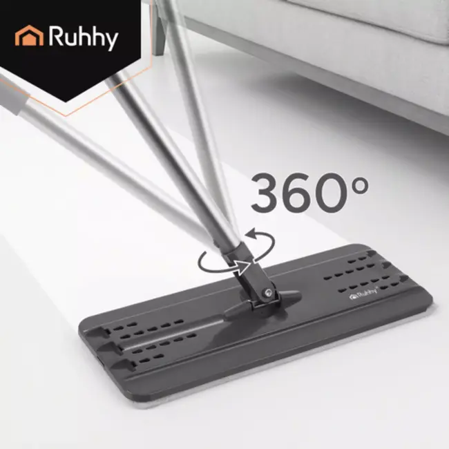 Ruhhy Platte vloerwisser met dubbele kamer, 11 L emmer en 3 wasbare hoezen