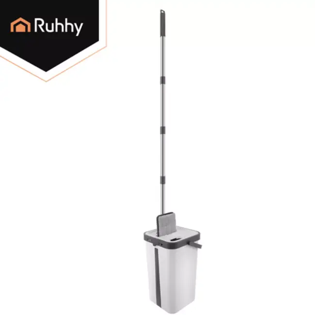 Ruhhy Platte vloerwisser met dubbele kamer, 11 L emmer en 3 wasbare hoezen