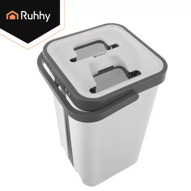 Ruhhy Platte vloerwisser met dubbele kamer, 11 L emmer en 3 wasbare hoezen