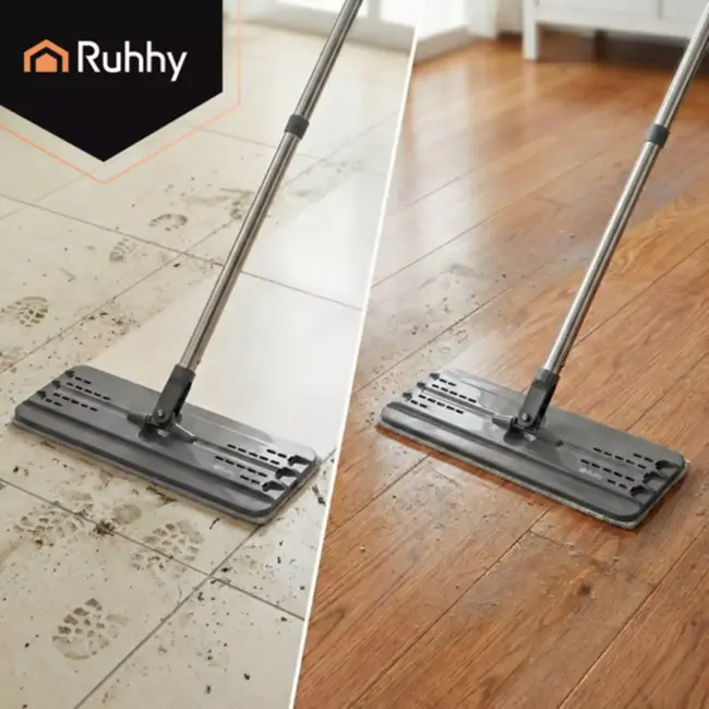 Ruhhy Platte vloerwisser met dubbele kamer, 11 L emmer en 3 wasbare hoezen