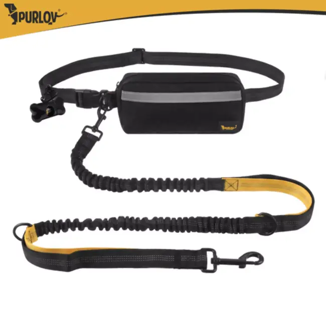 Purlov Verstelbare heupgordel met hondenriem voor hardlopen en wandelen