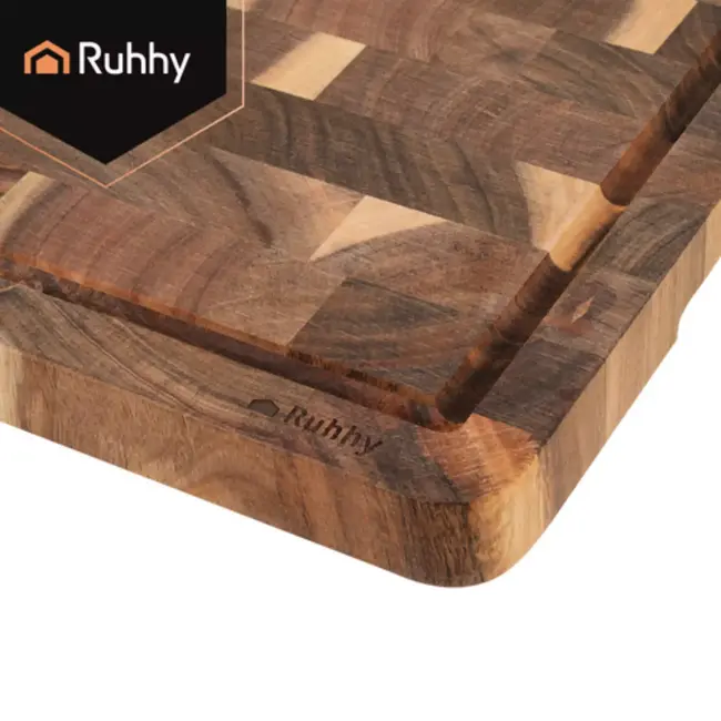 Ruhhy Massieve acaciahouten snij- en serveerplank met sapgeul en handgrepen