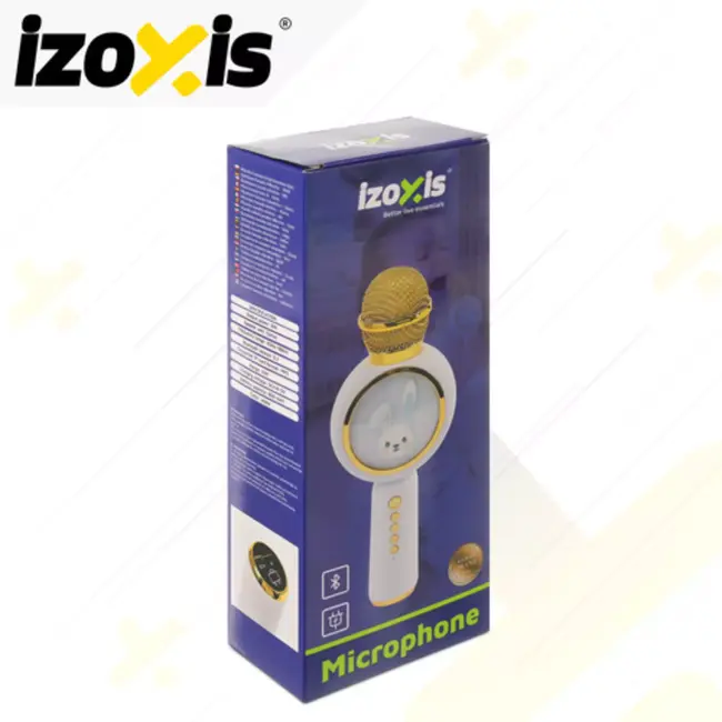 Izoxis Draadloze witte karaoke microfoon voor kinderen met speaker en verlichting