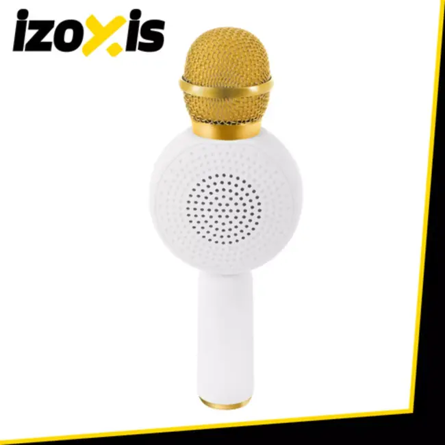 Izoxis Draadloze witte karaoke microfoon voor kinderen met speaker en verlichting
