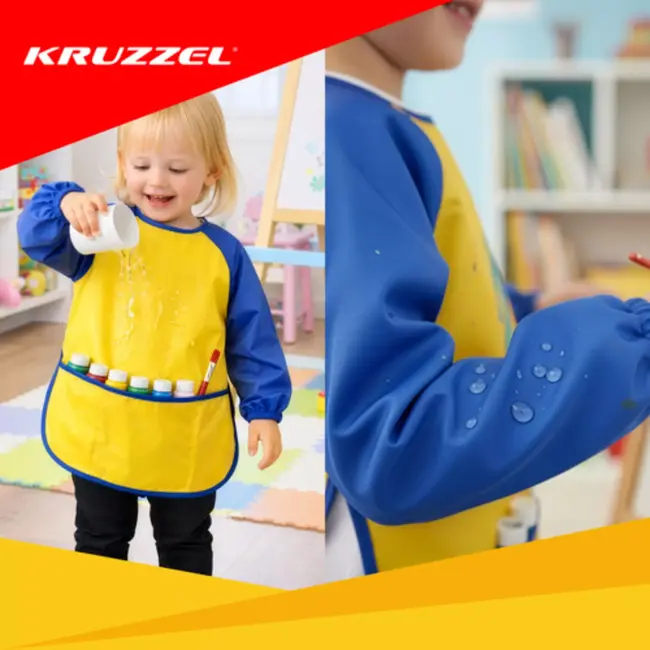 Kruzzel Kinder schort maat S met mouwen en zakken voor knutselen en schilderen