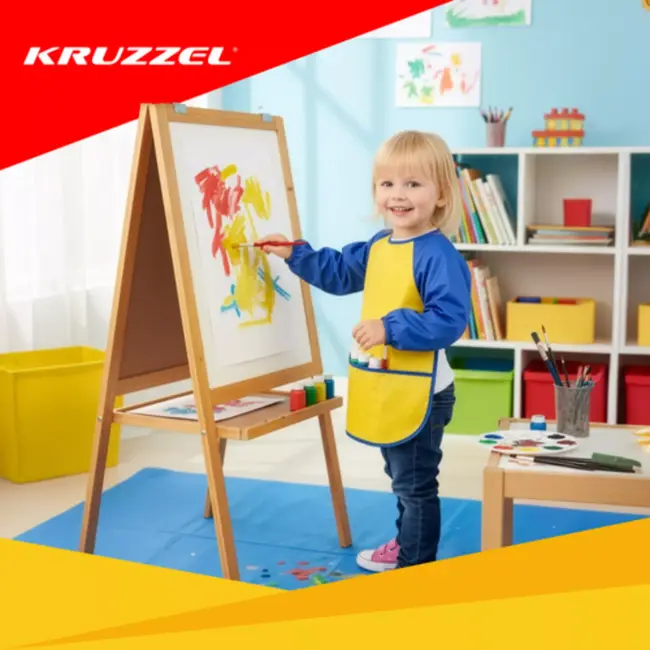 Kruzzel Kinder schort maat S met mouwen en zakken voor knutselen en schilderen