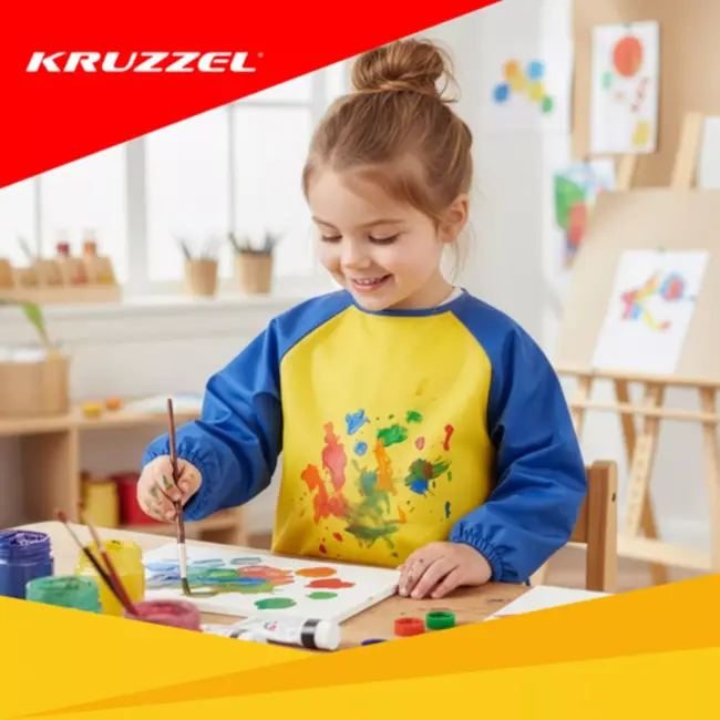 Kruzzel Kinder schort maat M met mouwen en zakken voor knutselen en schilderen