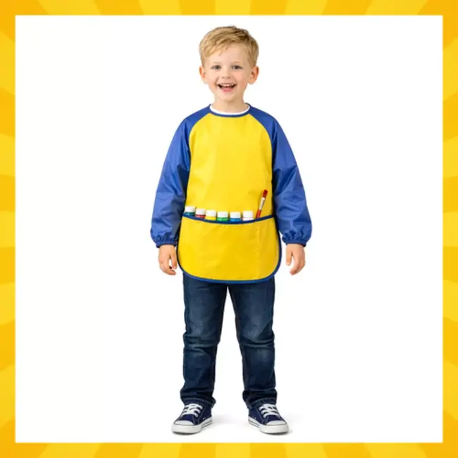 Kruzzel Kinder schort maat M met mouwen en zakken voor knutselen en schilderen