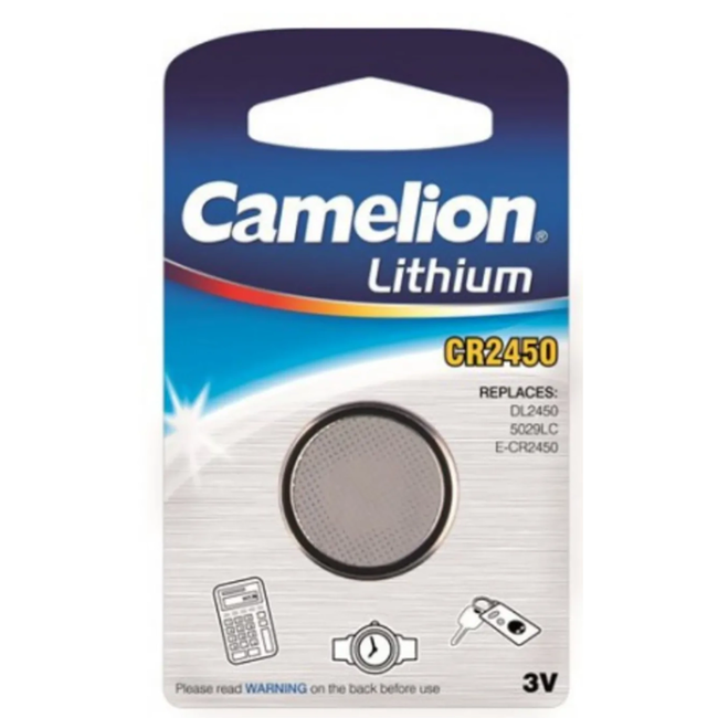 Camelion CR2450 lithium knoopcel 3 V, vervangt DL2450, 5029LC en E-CR2450 voor compatibele apparaten