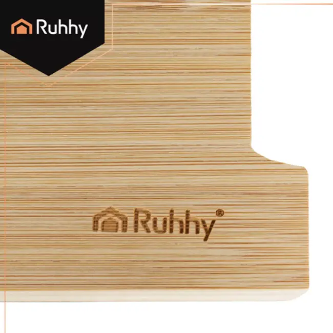 Ruhhy Bamboe snijplank met 2 uittrekbare RVS bakjes 40 x 28,5 cm voor overzichtelijk koken