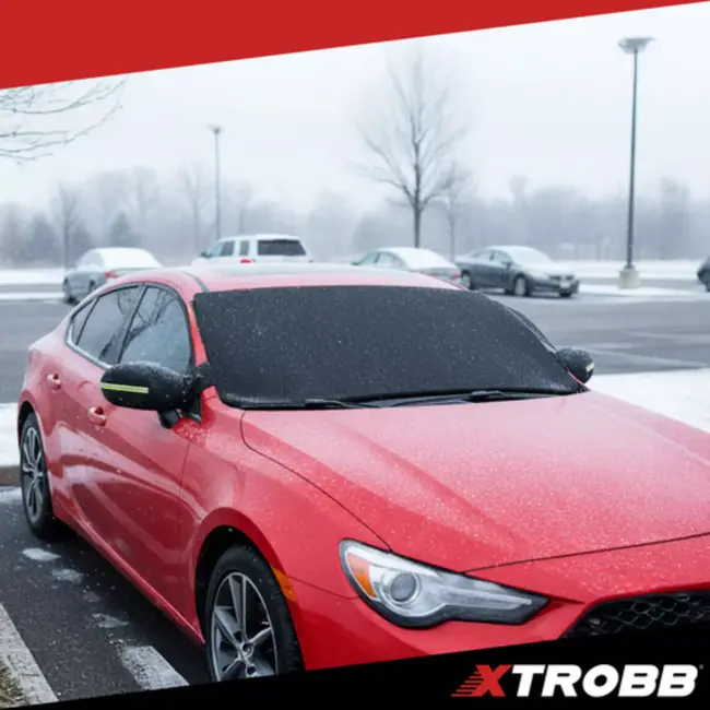 Xtrobb Anti-vorst autoruit hoes zwart 183 x 80 cm met anti-diefstal oortjes