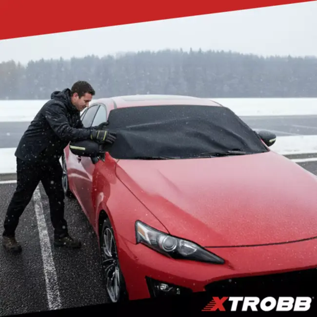 Xtrobb Anti-vorst autoruit hoes zwart 183 x 80 cm met anti-diefstal oortjes