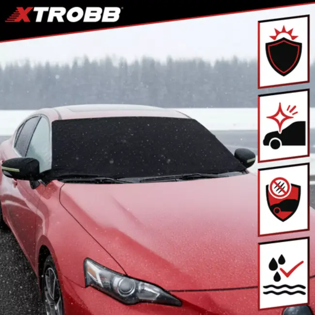 Xtrobb Anti-vorst autoruit hoes zwart 183 x 80 cm met anti-diefstal oortjes