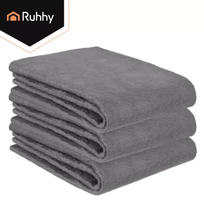 Ruhhy Grijze microvezel raamdoeken 40 x 50 cm set van 3 voor streeploos reinigen